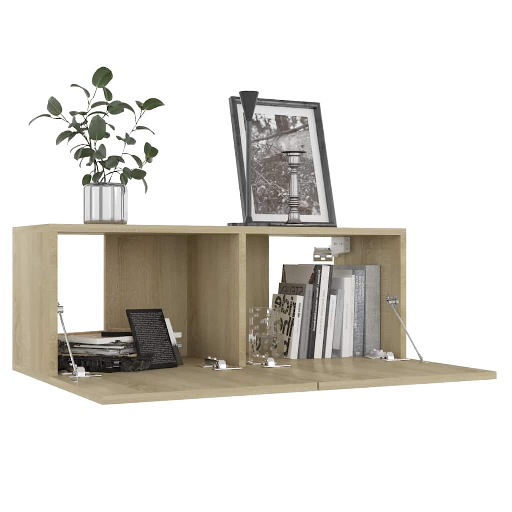 4 db sonoma tölgy színű szerelt fa TV-szekrény 80 x 30 x 30 cm 4