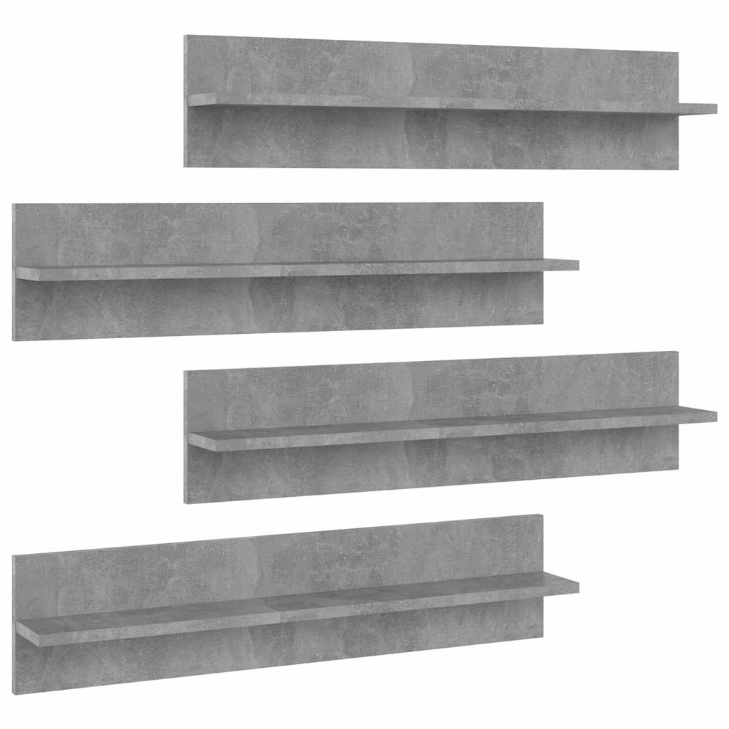 4 db betonszürke forgácslap fali polc 80 x 11,5 x 18 cm 2