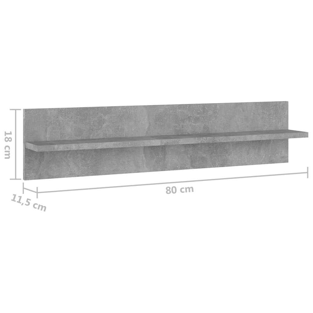 4 db betonszürke forgácslap fali polc 80 x 11,5 x 18 cm 9