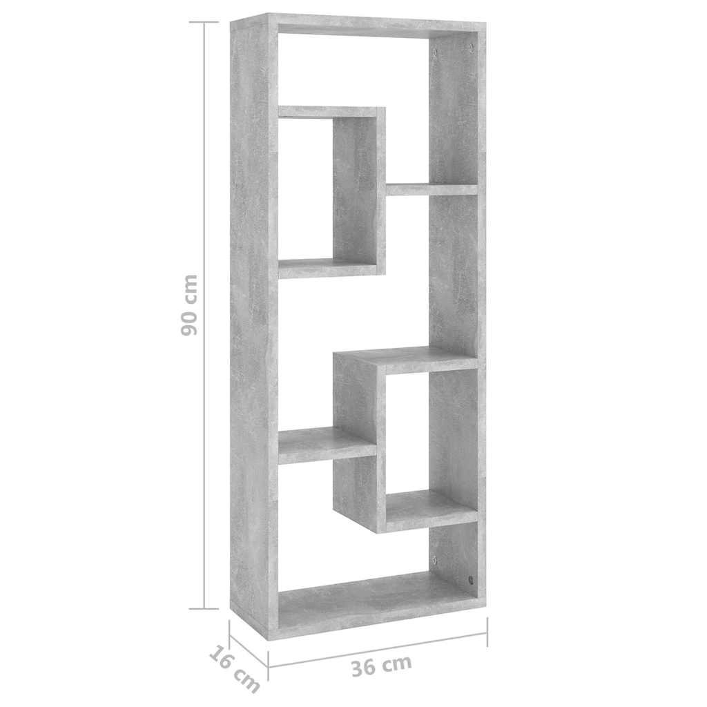 Betonszürke szerelt fa fali polc 36 x 16 x 90 cm 9
