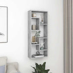 Betonszürke szerelt fa fali polc 36 x 16 x 90 cm