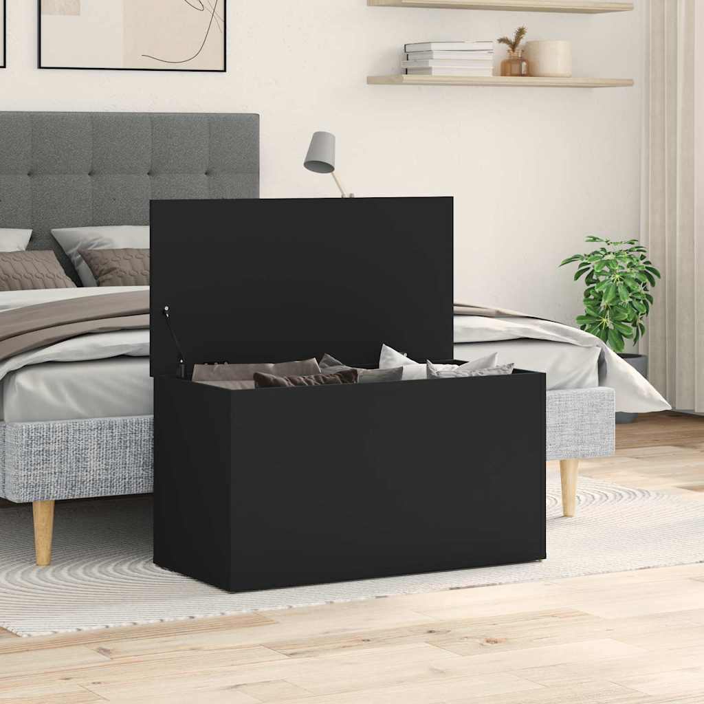 Fekete szerelt fa tárolóláda 84 x 42 x 46 cm 3