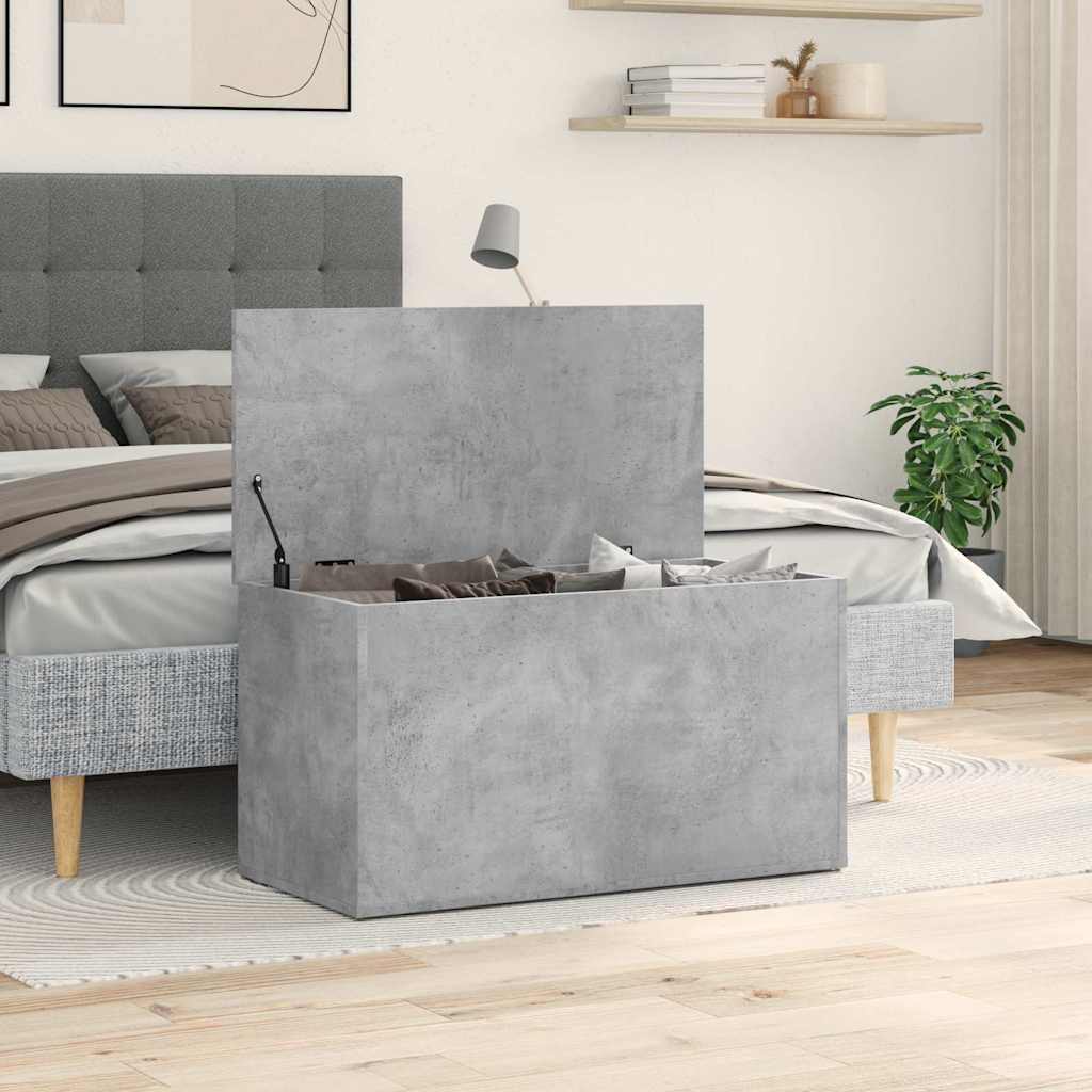 Betonszürke szerelt fa tárolóláda 84 x 42 x 46 cm 3
