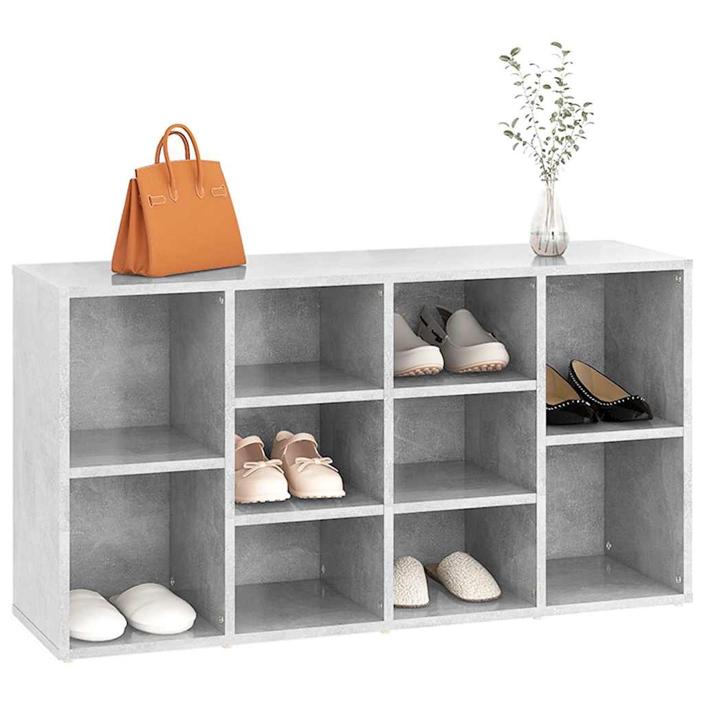 Betonszürke szerelt fa cipőtároló pad 103 x 30 x 55 cm 3