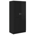 Magasfényű fekete forgácslap ruhásszekrény 82,5 x 51,5 x 180 cm 2