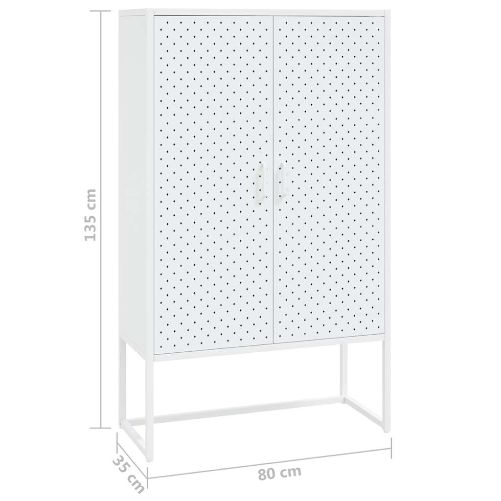 Fehér acél magasszekrény 80 x 35 x 135 cm 11