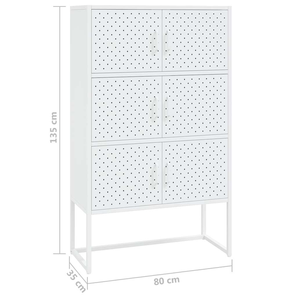 Fehér acél magasszekrény 80 x 35 x 135 cm 11