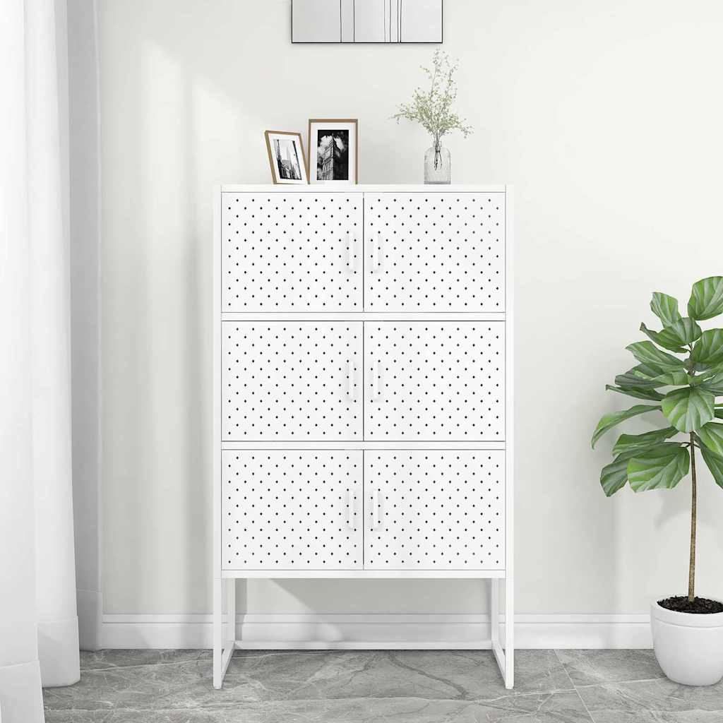 Fehér acél magasszekrény 80 x 35 x 135 cm