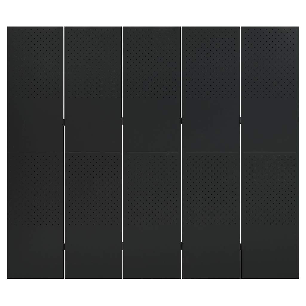 Fekete acél 5-paneles paraván 200 x 180 cm 2