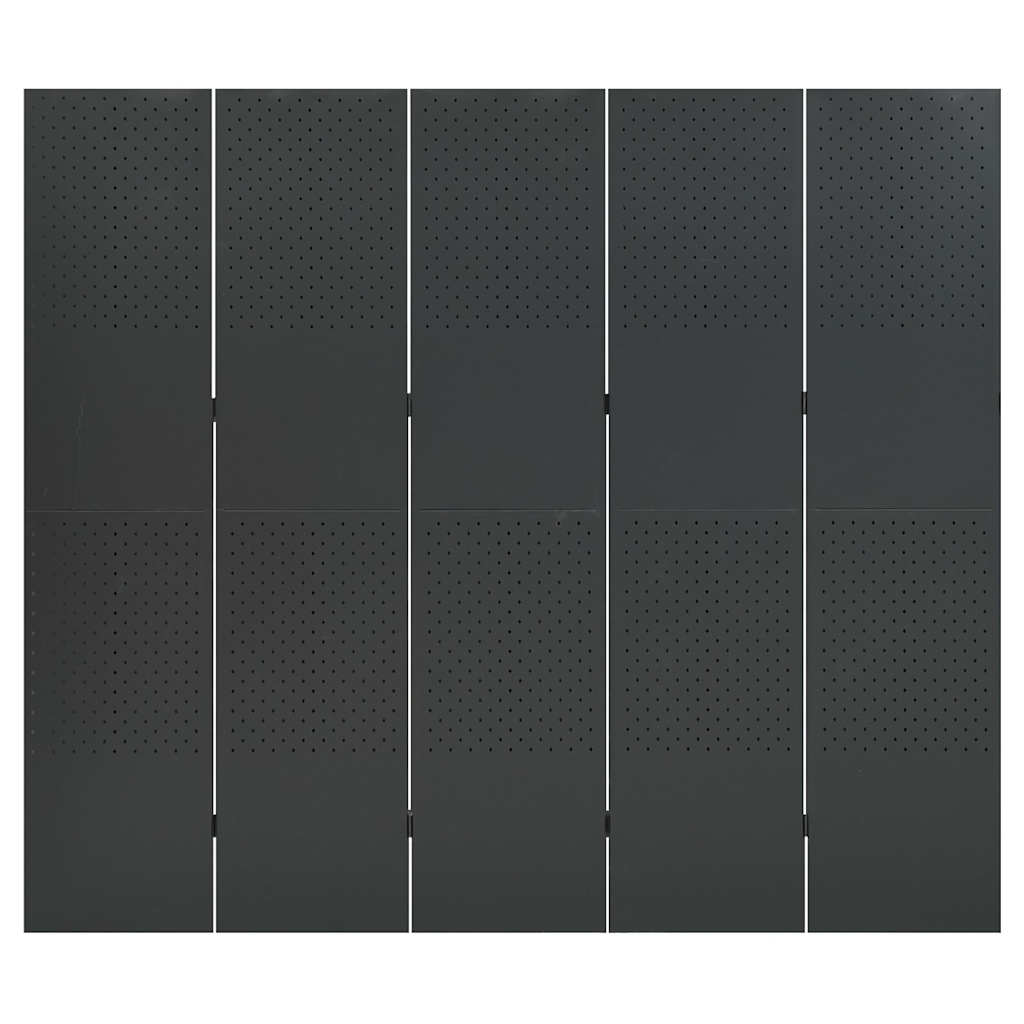 Antracitszürke acél 5-paneles paraván 200 x 180 cm 2