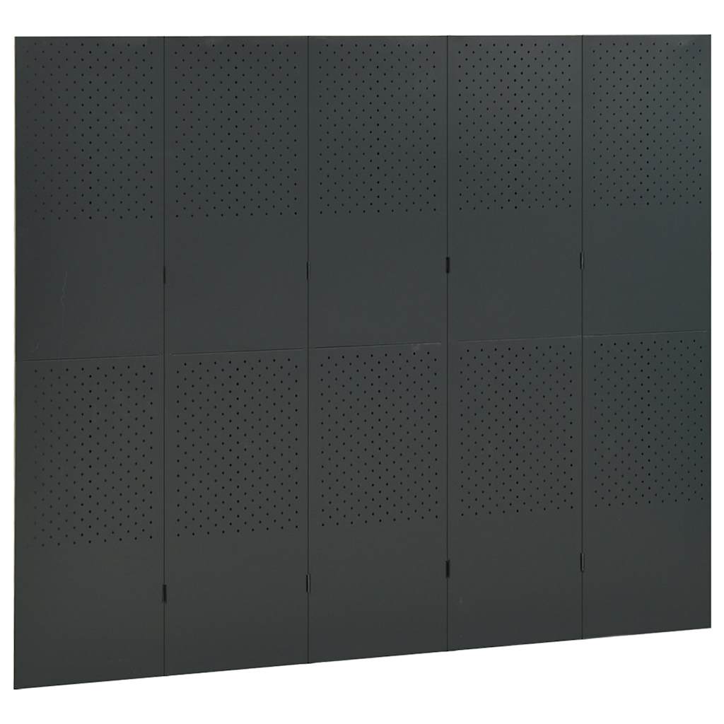 Antracitszürke acél 5-paneles paraván 200 x 180 cm 3