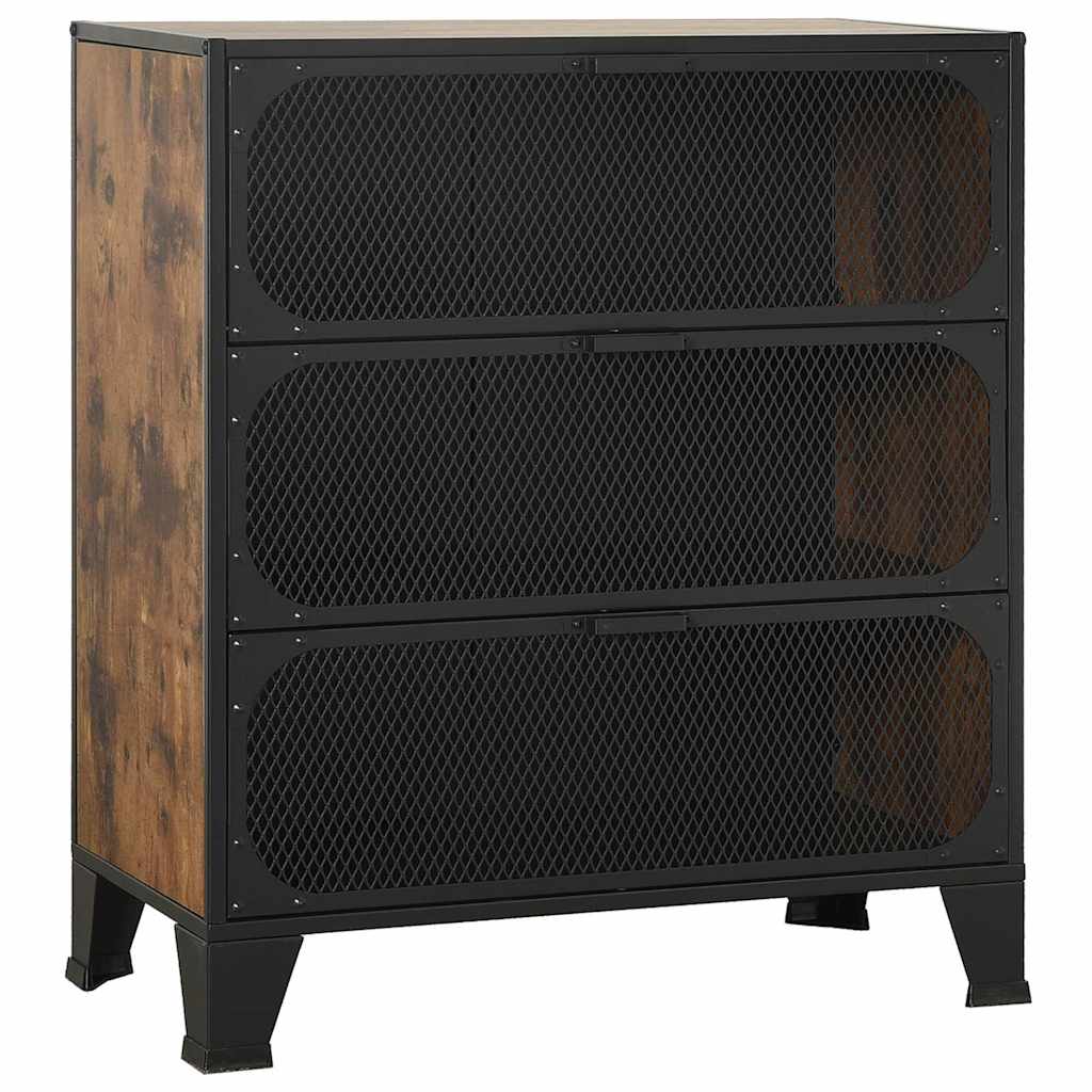 Rusztikus barna fém és MDF tárolószekrény 72 x 36 x 82 cm 2