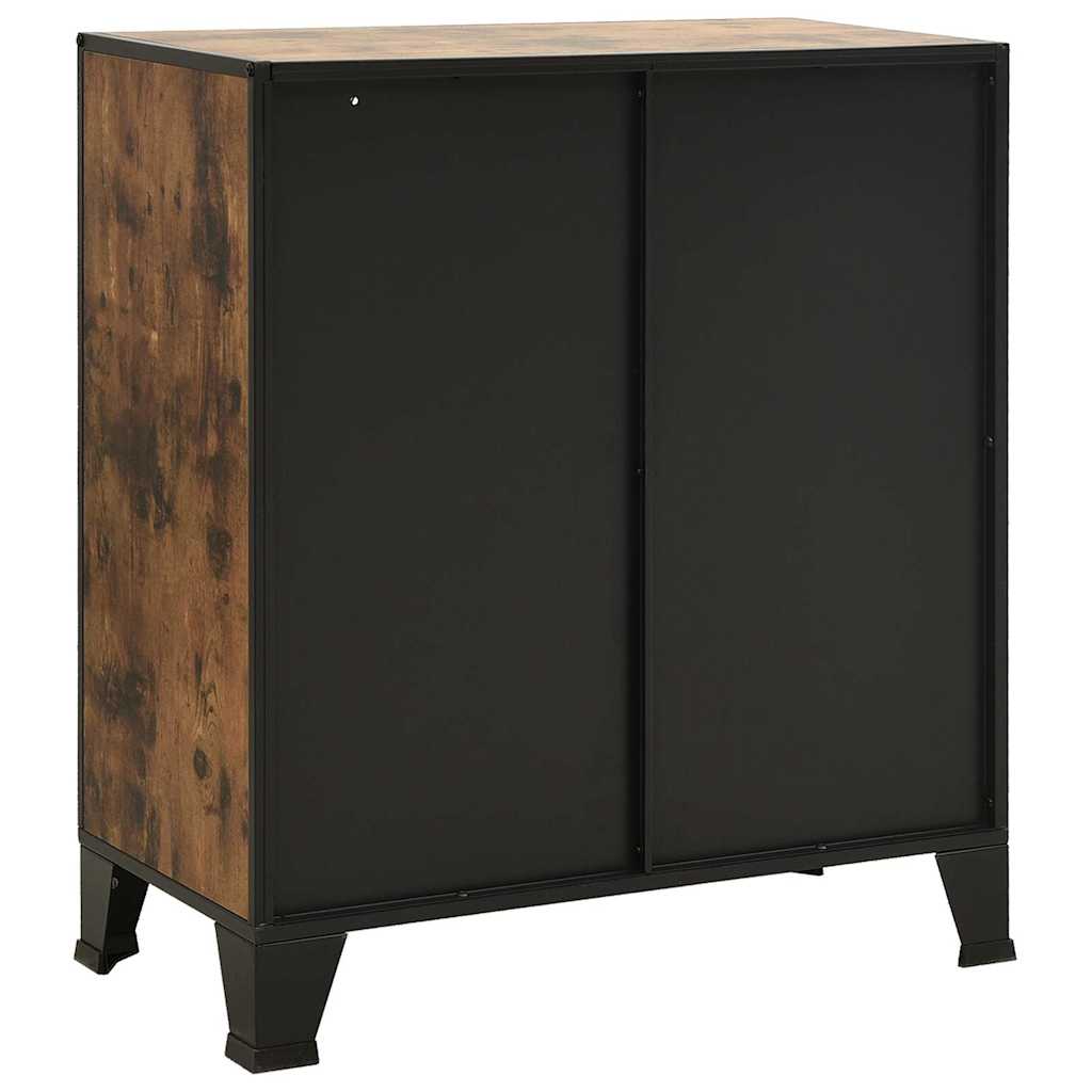 Rusztikus barna fém és MDF tárolószekrény 72 x 36 x 82 cm 6