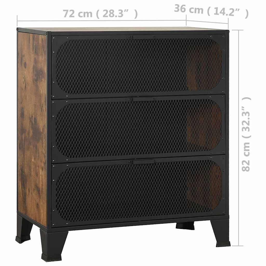 Rusztikus barna fém és MDF tárolószekrény 72 x 36 x 82 cm 9