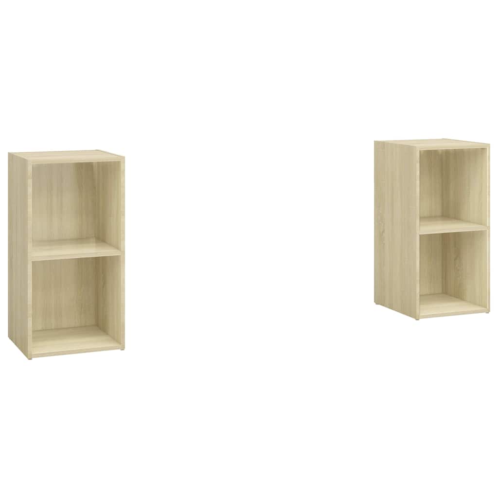 2 db sonoma tölgy színű szerelt fa TV-szekrény 72x35x36,5 cm 2