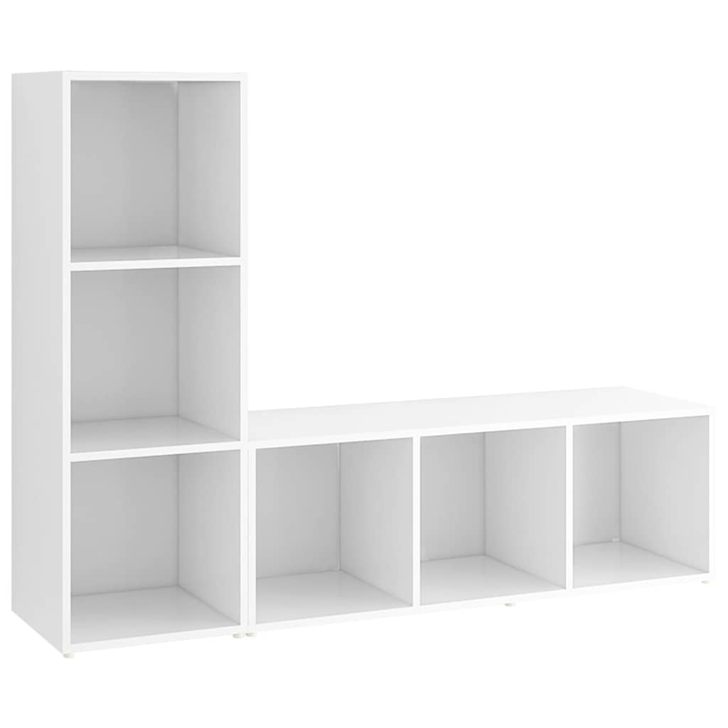 2 db fehér szerelt fa TV-szekrény 107 x 35 x 37 cm 2