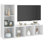 2 db fehér szerelt fa TV-szekrény 107 x 35 x 37 cm 3