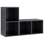 2 db magasfényű szürke szerelt fa TV-szekrény 72 x 35 x 36,5 cm 2