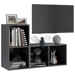 2 db magasfényű szürke szerelt fa TV-szekrény 72 x 35 x 36,5 cm 3