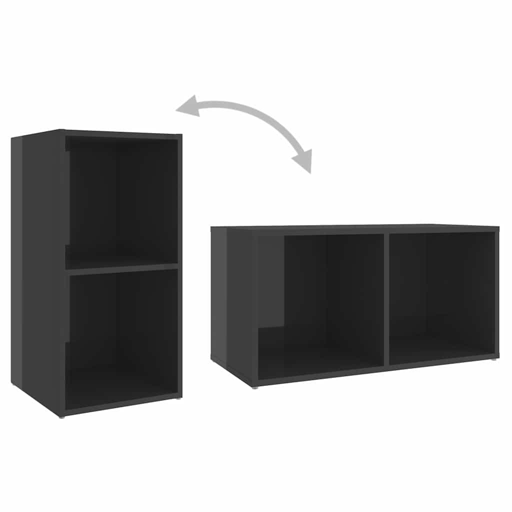 2 db magasfényű szürke szerelt fa TV-szekrény 72 x 35 x 36,5 cm 7