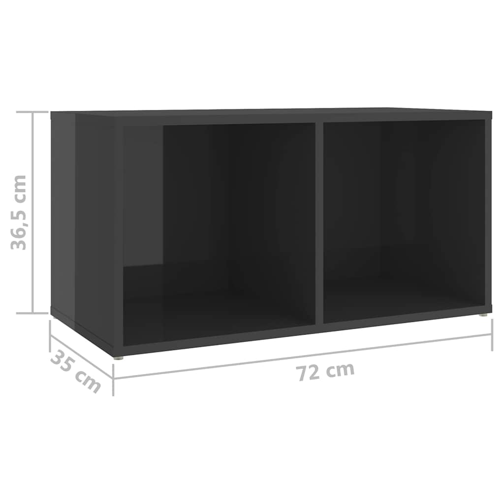 2 db magasfényű szürke szerelt fa TV-szekrény 72 x 35 x 36,5 cm 8