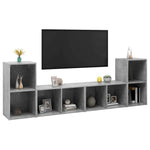 4 db betonszürke szerelt fa TV-szekrény 72 x 35 x 36,5 cm 3