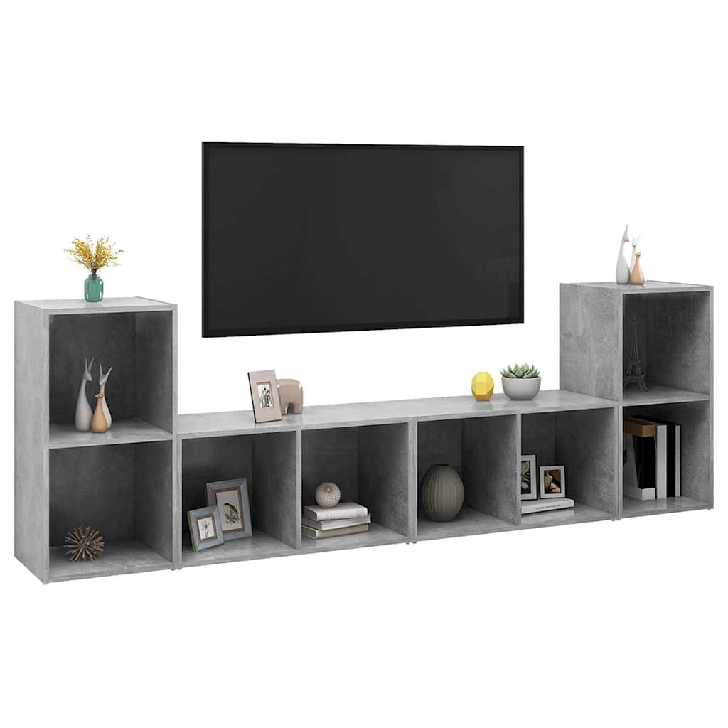 4 db betonszürke szerelt fa TV-szekrény 72 x 35 x 36,5 cm 3