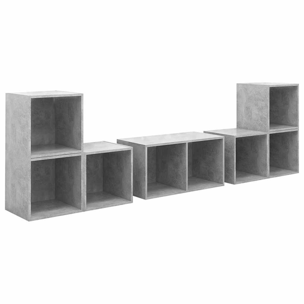 6 részes betonszürke szerelt fa TV-szekrényszett 2
