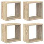 4 db sonoma tölgy színű szerelt fa fali kockapolc 26x15x26 cm 2