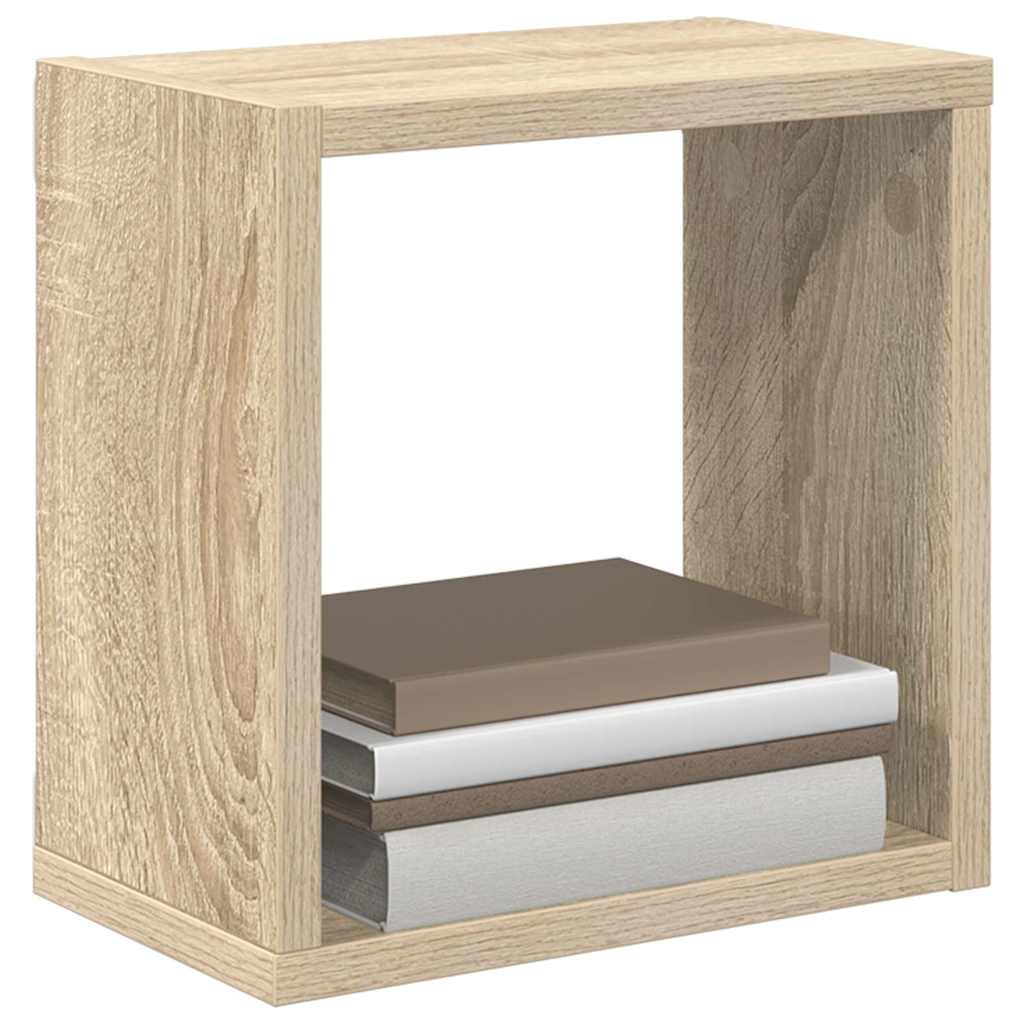4 db sonoma tölgy színű szerelt fa fali kockapolc 26x15x26 cm 4