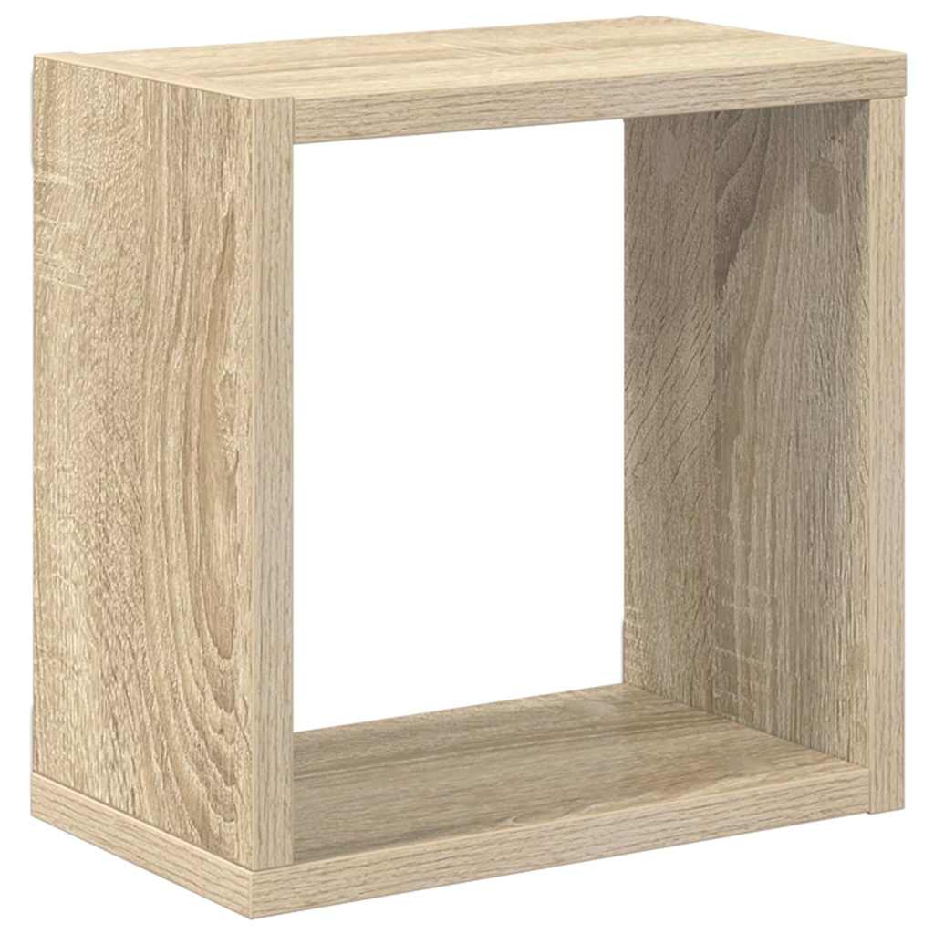 4 db sonoma tölgy színű szerelt fa fali kockapolc 26x15x26 cm 5