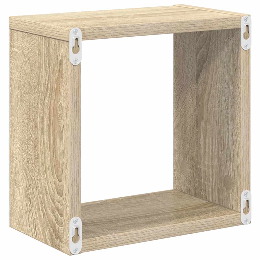 4 db sonoma tölgy színű szerelt fa fali kockapolc 26x15x26 cm 8