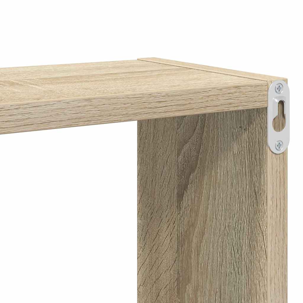 4 db sonoma tölgy színű szerelt fa fali kockapolc 26x15x26 cm 9