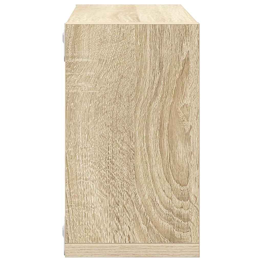 4 db fehér-sonoma színű forgácslap fali kockapolc 26x15x26 cm 11