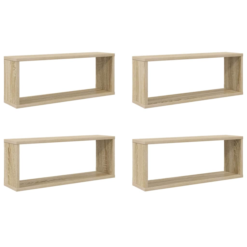 4 db sonoma tölgy szerelt fa négyszögű fali polc 60x15x23cm 2