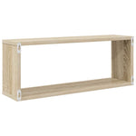 4 db sonoma tölgy szerelt fa négyszögű fali polc 60x15x23cm 7