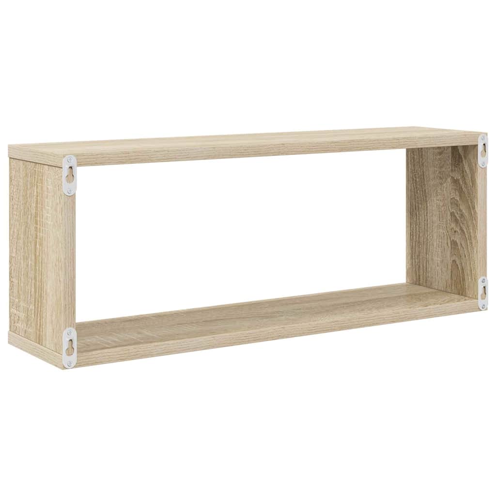 4 db sonoma tölgy szerelt fa négyszögű fali polc 60x15x23cm 7
