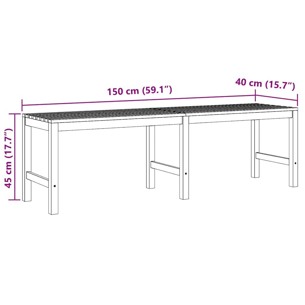 Tömör tíkfa kerti pad 150 cm 7