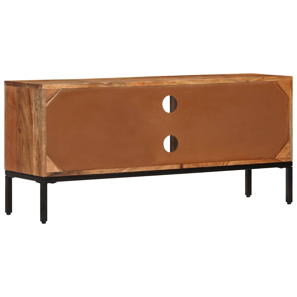 Mézbarna és szürke tömör akácfa TV-szekrény 110 x 30 x 50 cm 5