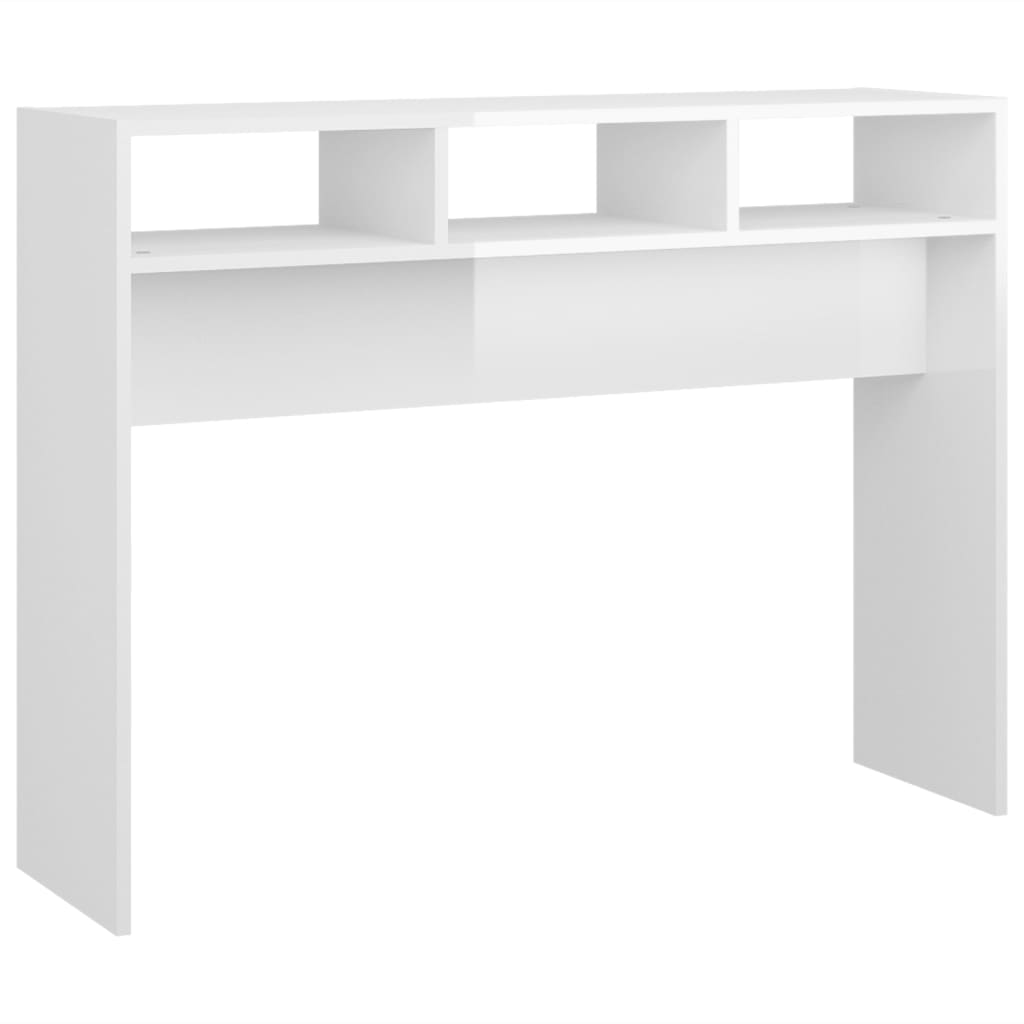 Magasfényű fehér szerelt fa tálalóasztal 105 x 30 x 80 cm 2