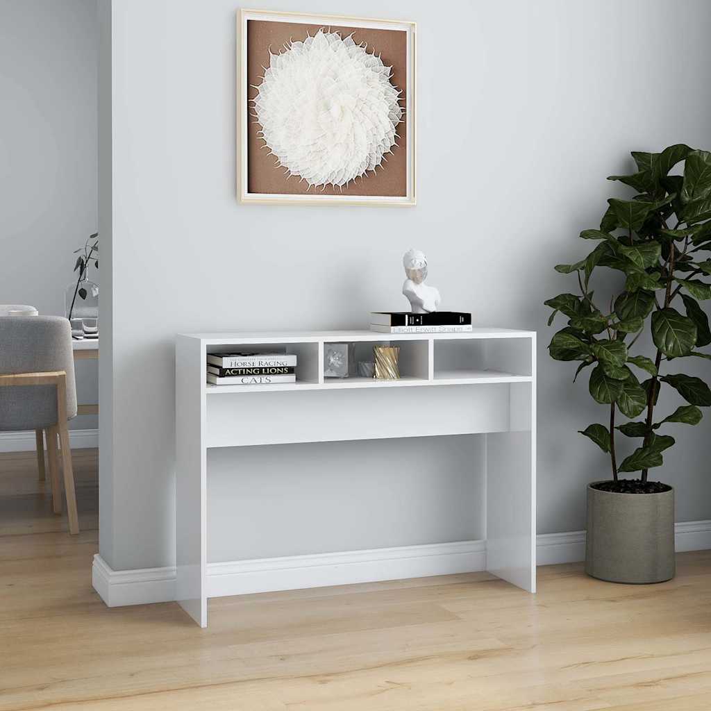 Magasfényű fehér szerelt fa tálalóasztal 105 x 30 x 80 cm 3