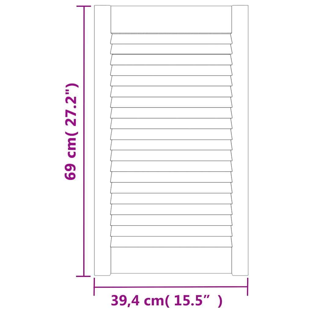 4 db fehér tömör fenyőfa lamellás szekrényajtó 69 x 39,4 cm 6