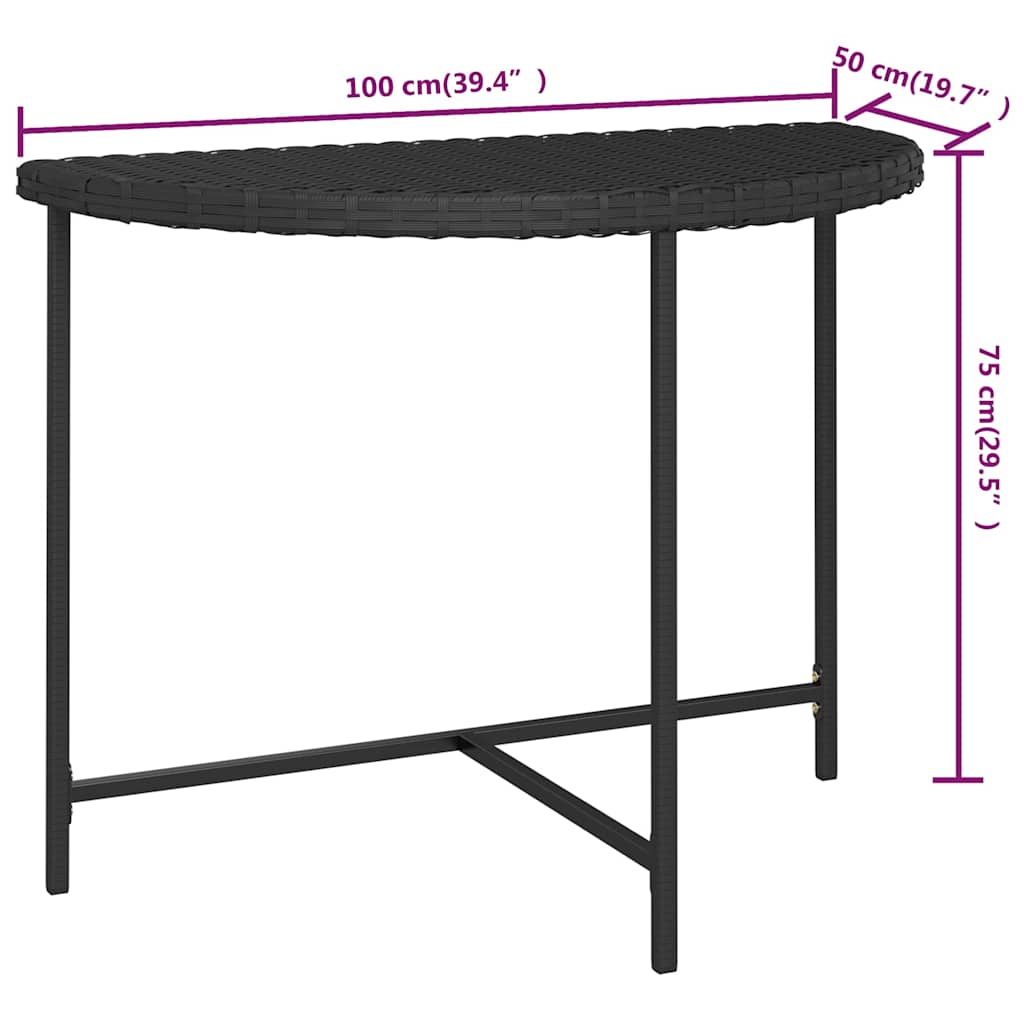 Fekete polyrattan kerti asztal 100 x 50 x 75 cm 7