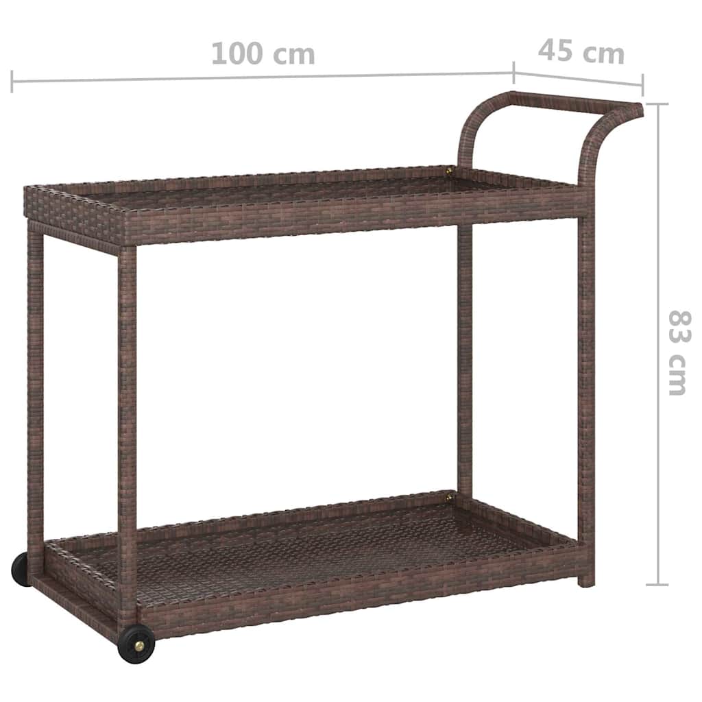 Barna polyrattan bárkocsi 100 x 45 x 83 cm 6