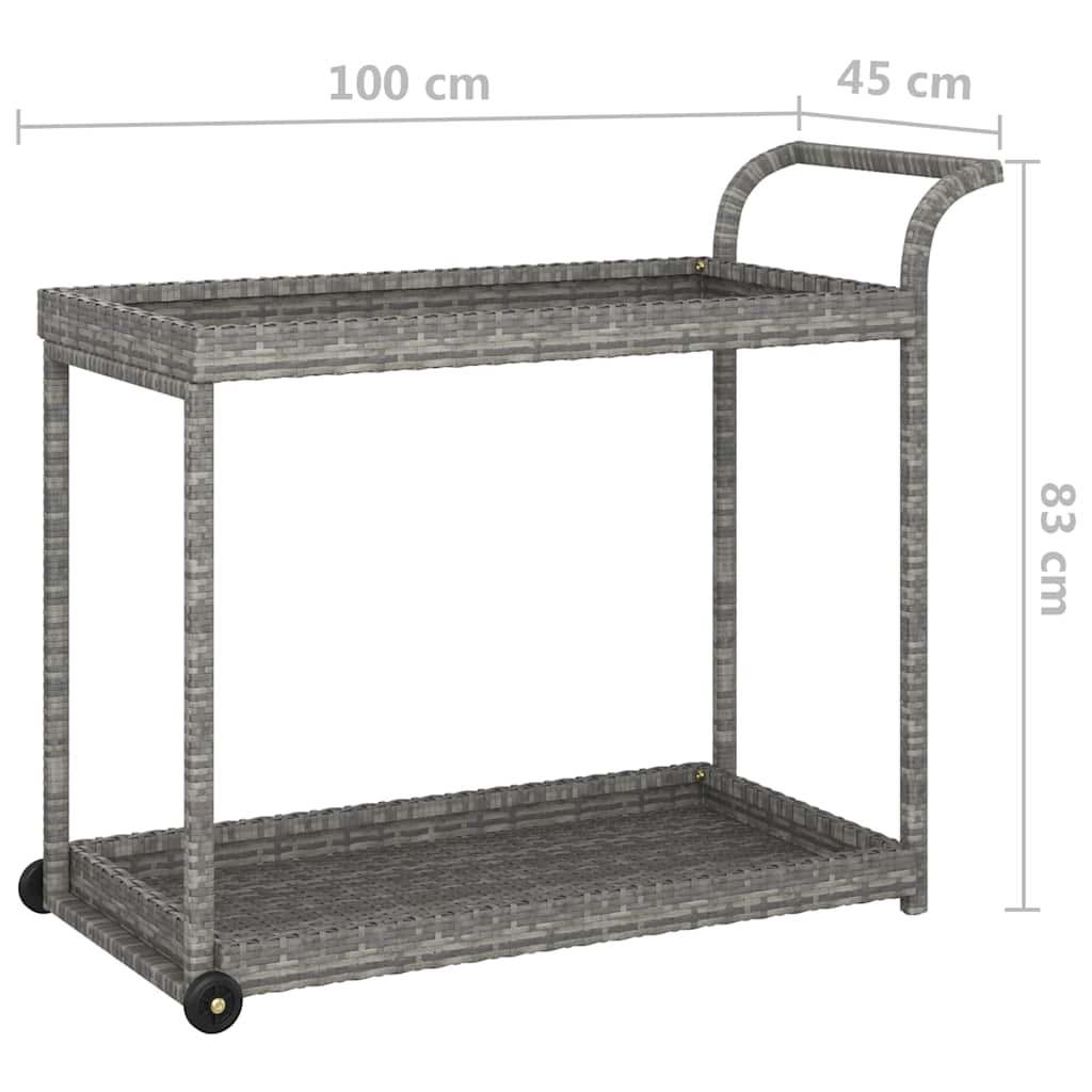 Szürke polyrattan bárkocsi 100 x 45 x 83 cm 6