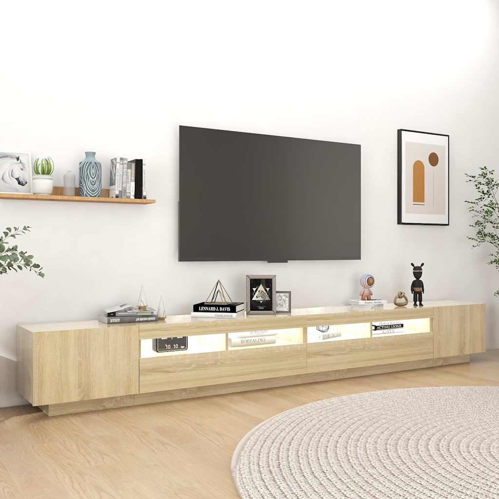 Sonoma tölgy színű TV-szekrény LED-lámpákkal 300 x 35 x 40 cm 3