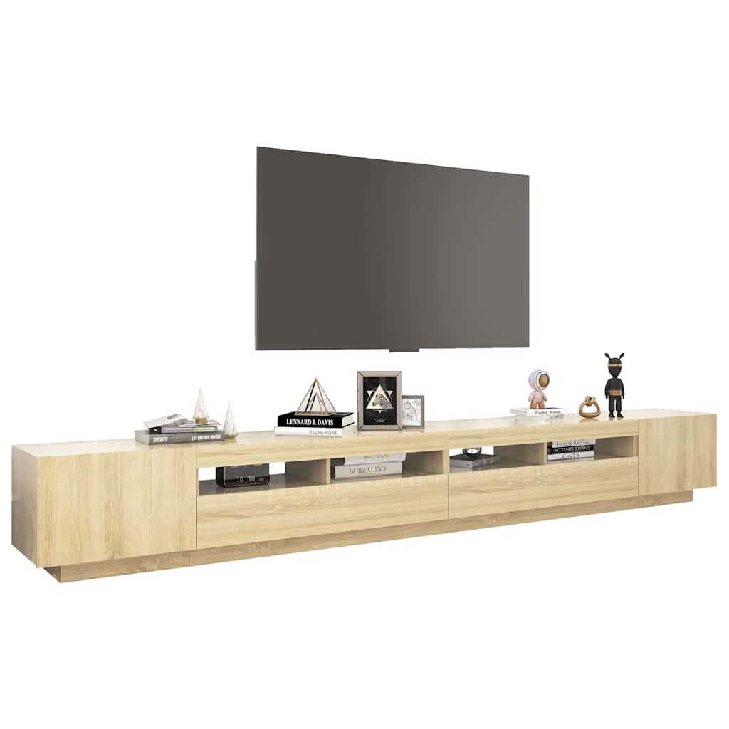 Sonoma tölgy színű TV-szekrény LED-lámpákkal 300 x 35 x 40 cm 6