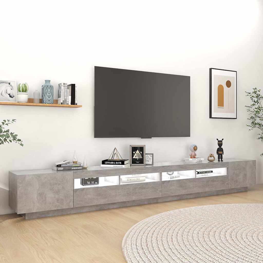 Betonszürke TV-szekrény LED-lámpákkal 300 x 35 x 40 cm 3