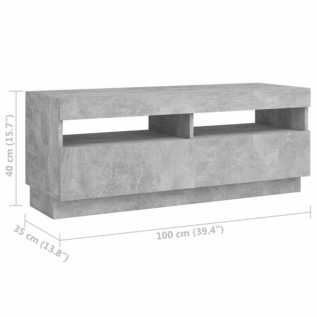 Betonszürke TV-szekrény LED-lámpákkal 300 x 35 x 40 cm 12