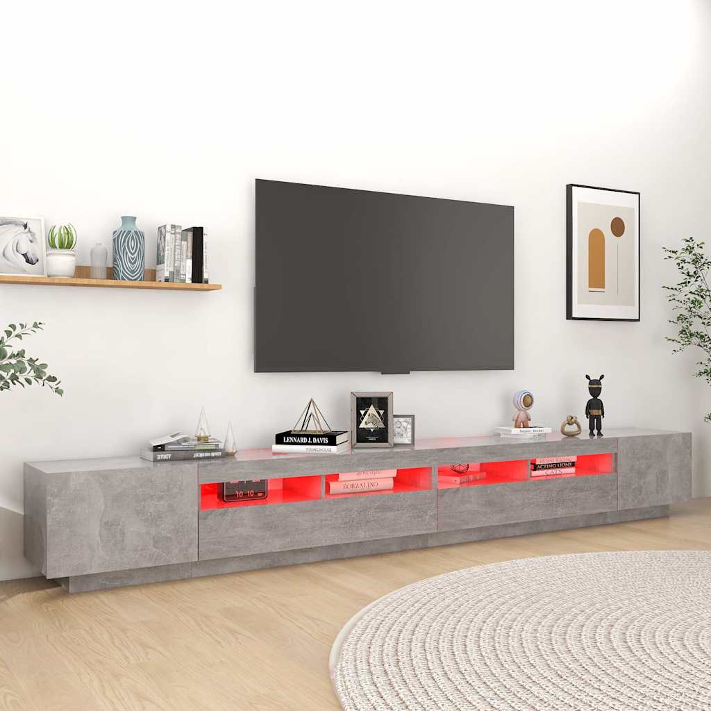 Betonszürke TV-szekrény LED-lámpákkal 300 x 35 x 40 cm 4